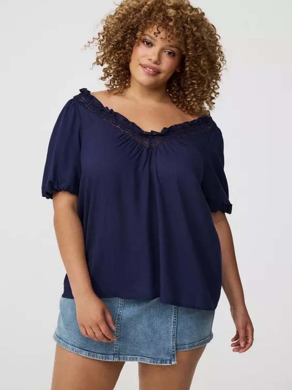 Torrid Crosshatch Dobby Lace-Trim Top NWT